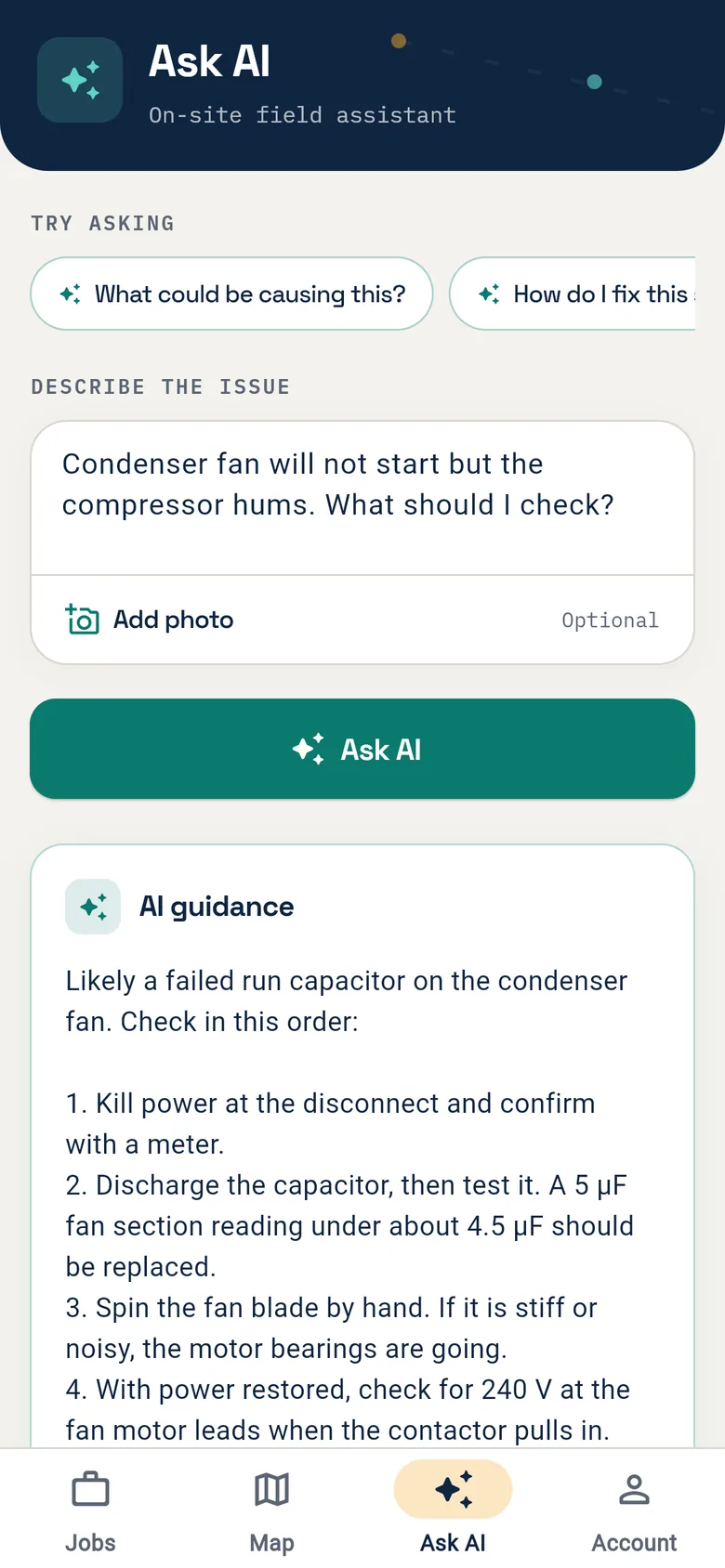 AI advisor on site
